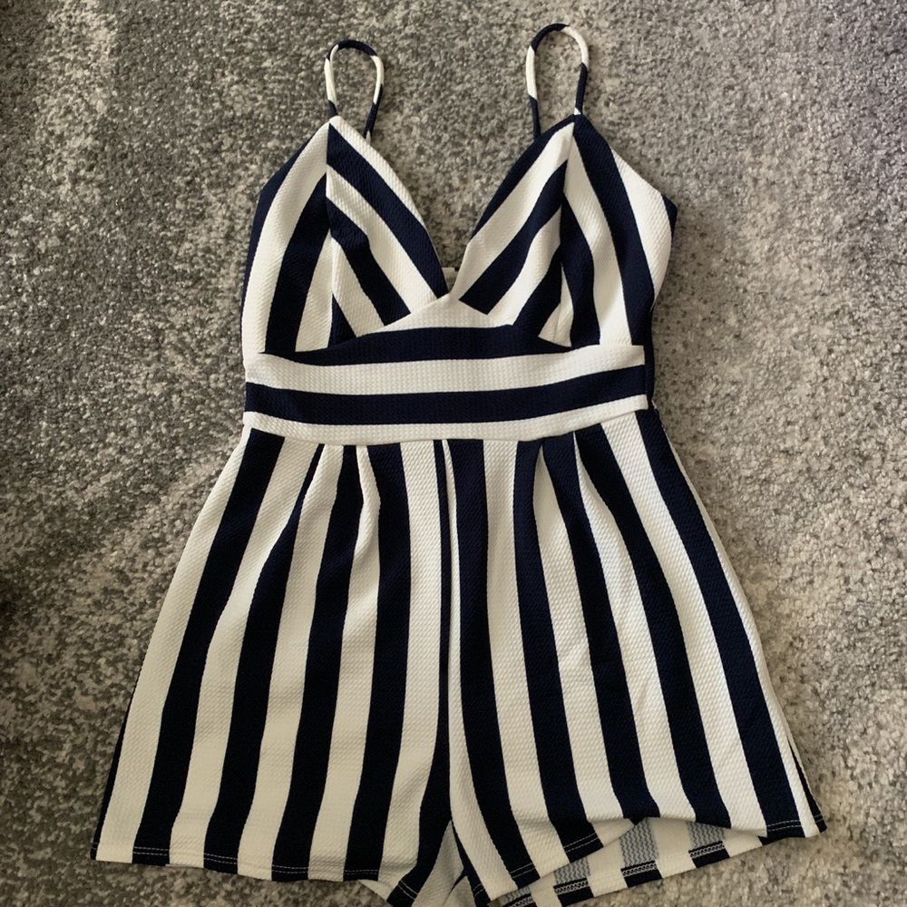 Navy & White Romper